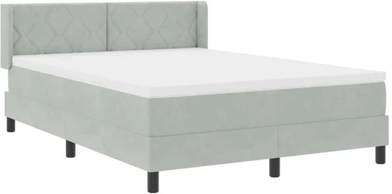 vidaXL Κρεβάτι Box Spring με Στρώμα Ανοιχτό Γκρι 160x200 εκ. Βελούδο