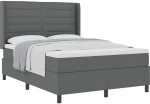 vidaXL Κρεβάτι Box Spring με Στρώμα Σκούρο Γκρι 140x190 cm Ύφασμα