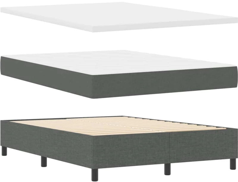 vidaXL Κρεβάτι Box Spring με Στρώμα Σκούρο Γκρι 140x190 cm Ύφασμα
