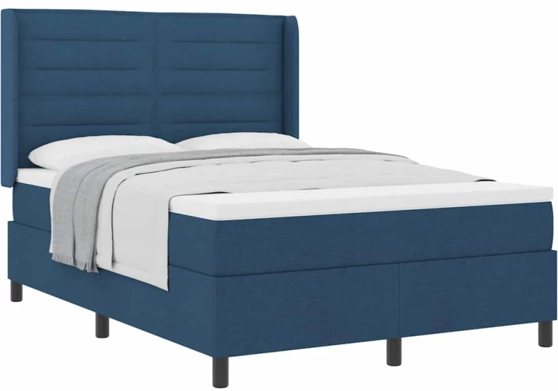 vidaXL Κρεβάτι Box Spring με Στρώμα Μπλε 160x200 εκ. Υφασμάτινο