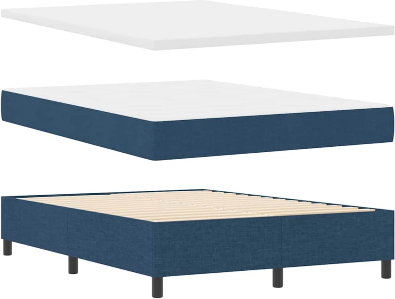 vidaXL Κρεβάτι Box Spring με Στρώμα Μπλε 160x200 εκ. Υφασμάτινο