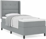 Κρεβάτι Box Spring με Στρώμα vidaXL σε Ανοιχτό Γκρι 90x190 εκ. Υφάσματος