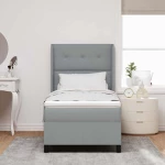 Κρεβάτι Box Spring με Στρώμα vidaXL σε Ανοιχτό Γκρι 90x190 εκ. Υφάσματος