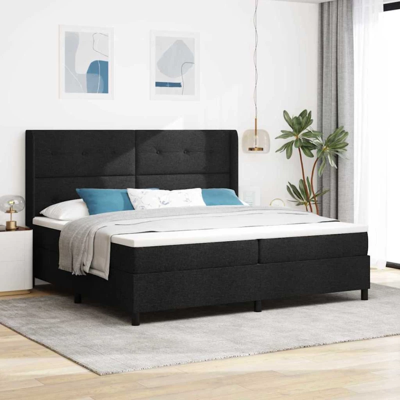 vidaXL Σκελετός Κρεβατιού με Στρώμα Μαύρο 200x200 cm, Ύφασμα