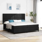vidaXL Σκελετός Κρεβατιού με Στρώμα Μαύρο 200x200 cm, Ύφασμα