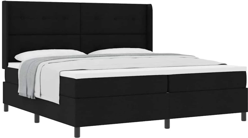 vidaXL Σκελετός Κρεβατιού με Στρώμα Μαύρο 200x200 cm, Ύφασμα