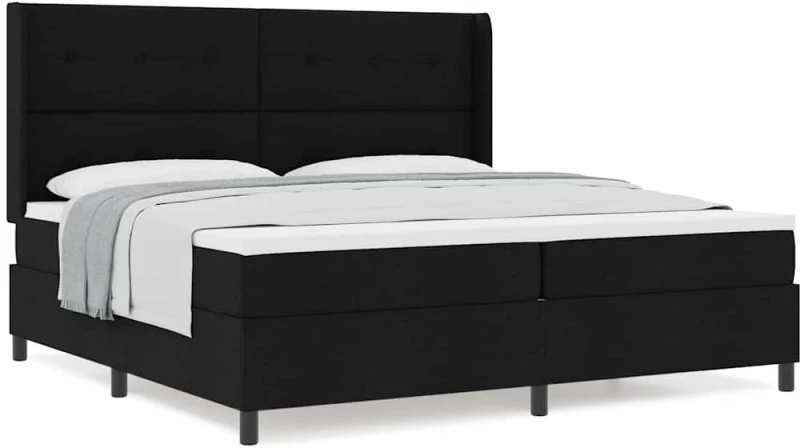 vidaXL Σκελετός Κρεβατιού με Στρώμα Μαύρο 200x200 cm, Ύφασμα