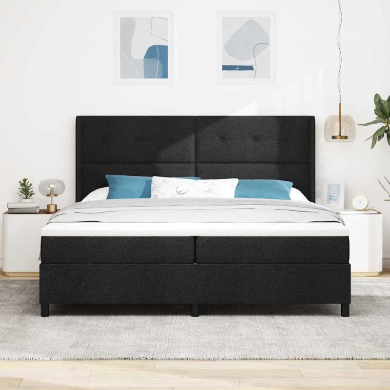 vidaXL Σκελετός Κρεβατιού με Στρώμα Μαύρο 200x200 cm, Ύφασμα