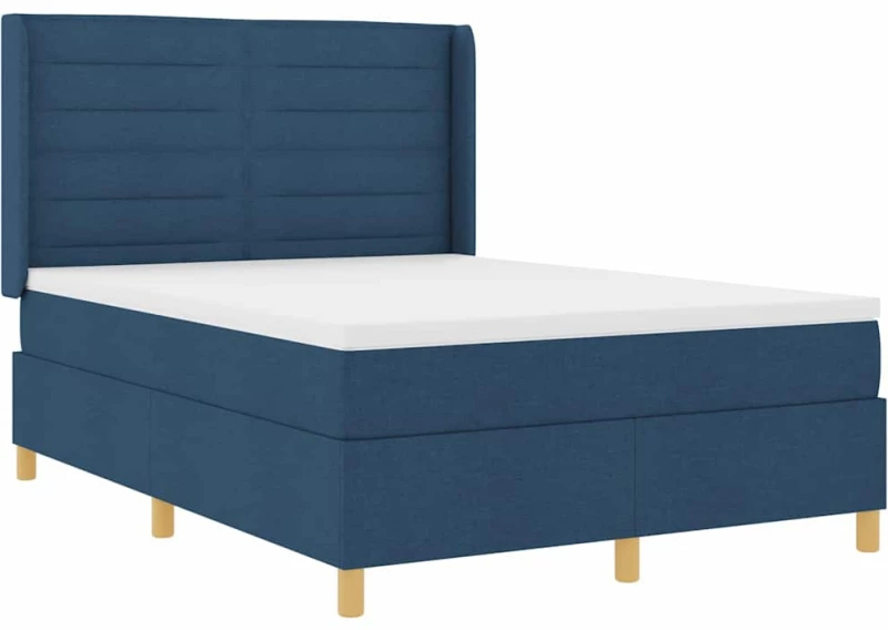 κρεβάτι Box Spring με στρώμα vidaXL Μπλε 140x200 εκ Υφασμάτινο