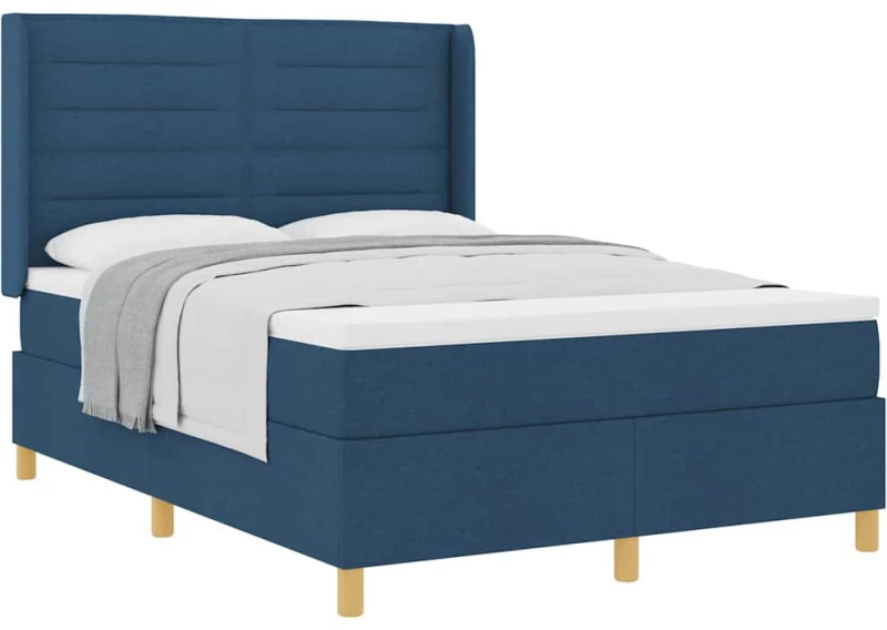 κρεβάτι Box Spring με στρώμα vidaXL Μπλε 140x200 εκ Υφασμάτινο