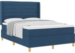 κρεβάτι Box Spring με στρώμα vidaXL Μπλε 140x200 εκ Υφασμάτινο