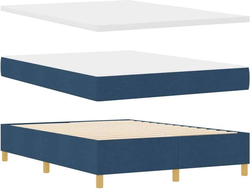κρεβάτι Box Spring με στρώμα vidaXL Μπλε 140x200 εκ Υφασμάτινο