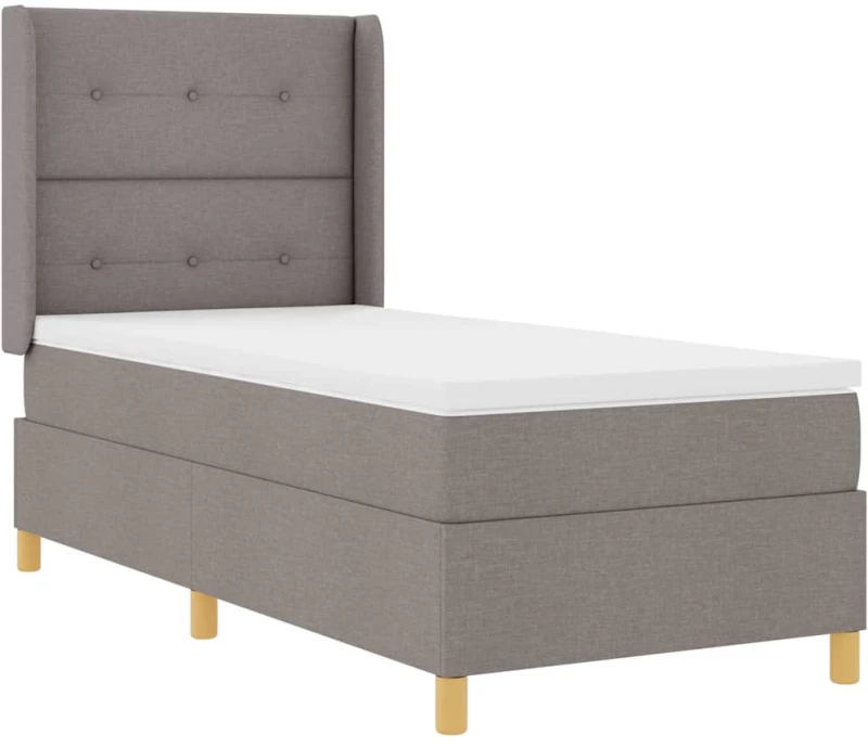 vidaXL Κρεβάτι Box Spring με Στρώμα Ταπέ Ανοιχτό 90x200 εκ. Ύφασμα