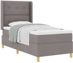 vidaXL Κρεβάτι Box Spring με Στρώμα Ταπέ Ανοιχτό 90x200 εκ. Ύφασμα