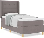 vidaXL Κρεβάτι Box Spring με Στρώμα Ταπέ Ανοιχτό 90x200 εκ. Ύφασμα