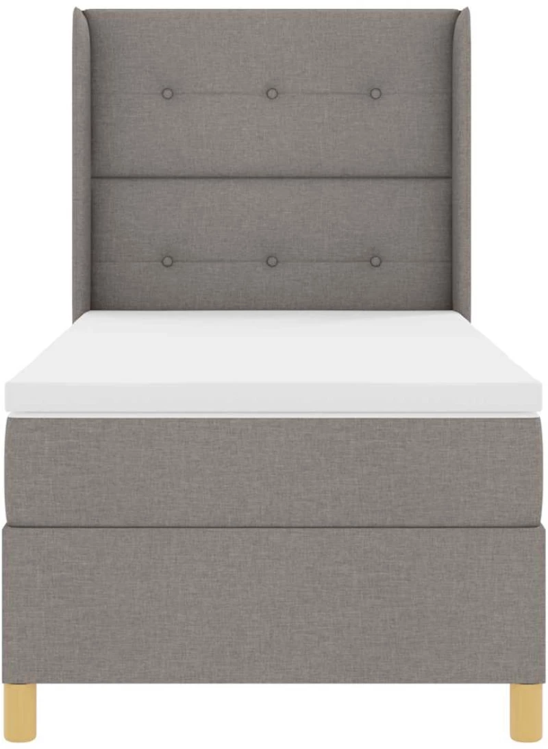 vidaXL Κρεβάτι Box Spring με Στρώμα Ταπέ Ανοιχτό 90x200 εκ. Ύφασμα