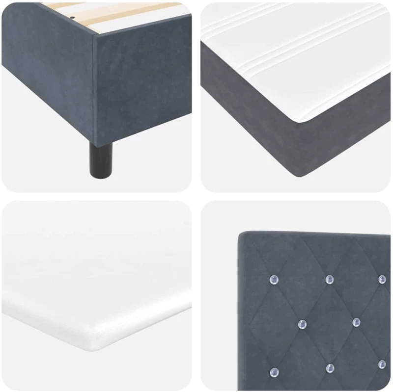Κρεβάτι Box Spring με Στρώμα vidaXL Στενό Γκρι 80x200 εκ. Βελούδο