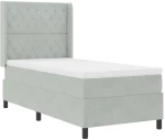 κρεβάτι Box Spring με στρώμα vidaXL Γκρι ανοιχτό 100x200 εκ Βελούδο