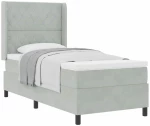 κρεβάτι Box Spring με στρώμα vidaXL Γκρι ανοιχτό 100x200 εκ Βελούδο