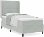 κρεβάτι Box Spring με στρώμα vidaXL Γκρι ανοιχτό 100x200 εκ Βελούδο