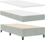 κρεβάτι Box Spring με στρώμα vidaXL Γκρι ανοιχτό 100x200 εκ Βελούδο
