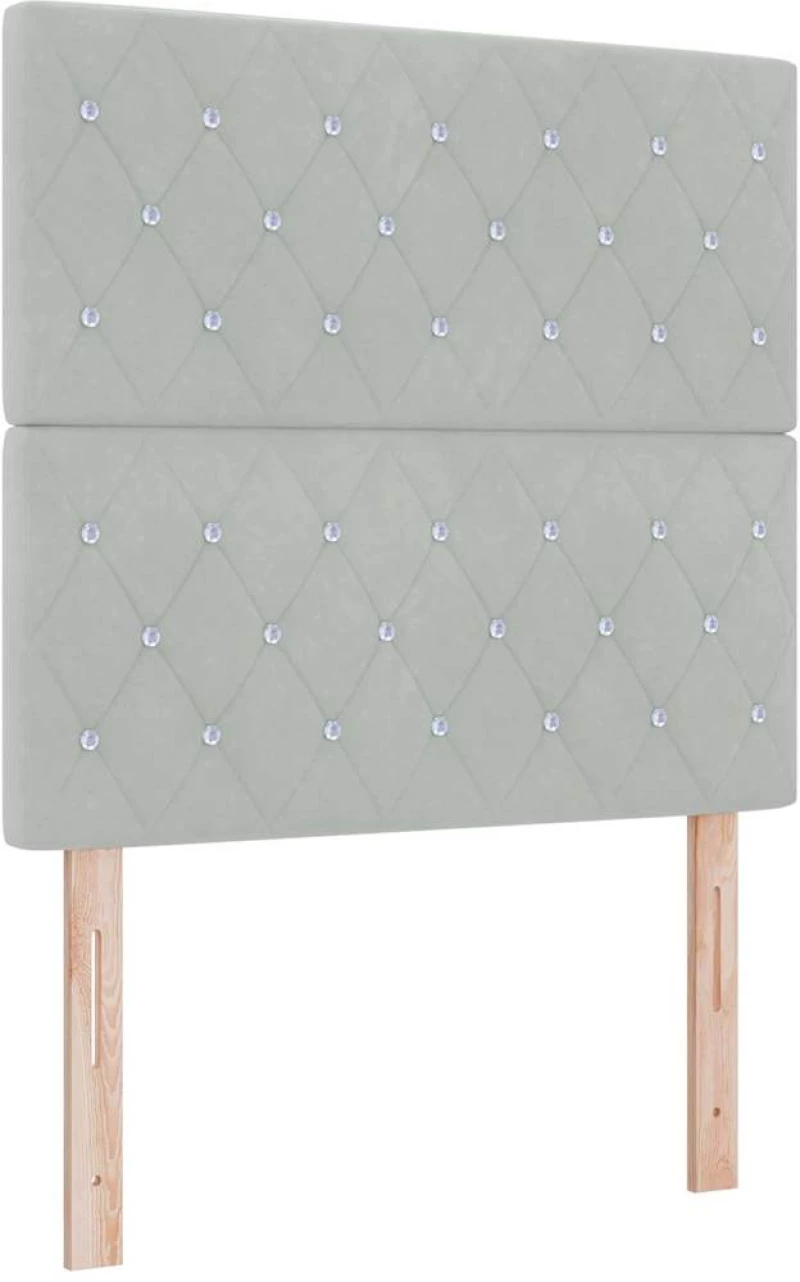 κρεβάτι Box Spring με στρώμα vidaXL Γκρι ανοιχτό 100x200 εκ Βελούδο