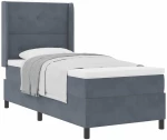 vidaXL Κρεβάτι Box Spring με Στρώμα Σκούρο Γκρι 80x200 εκ. Βελούδο