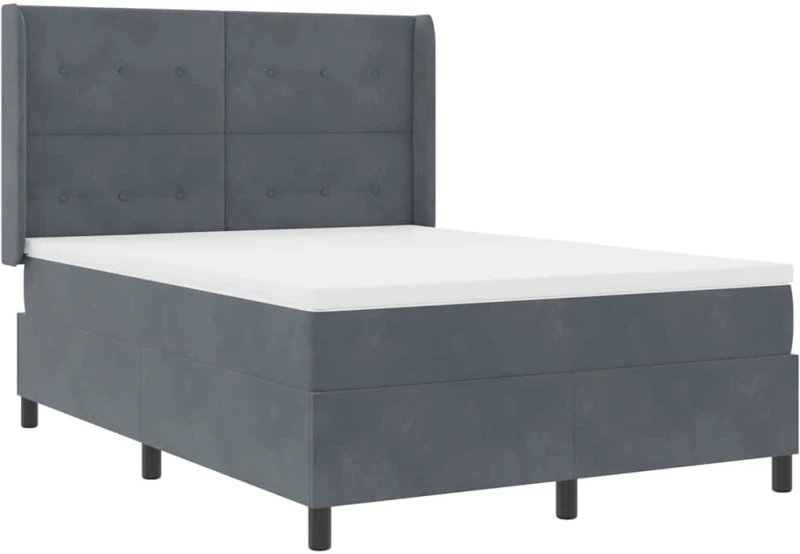 Κρεβάτι Box Spring με Στρώμα vidaXL Σκούρο Γκρι 140x200 εκ. Βελούδο