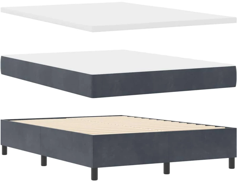 κρεβάτι Box Spring με στρώμα vidaXL Σκούρο Γκρι 160x200 εκ Βελούδο