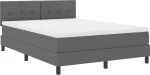 vidaXL Κρεβάτι Box Spring με Στρώμα & LED Γκρι Σκούρο 160x200 εκ. Υφάσματος