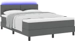 vidaXL Κρεβάτι Box Spring με Στρώμα & LED Γκρι Σκούρο 160x200 εκ. Υφάσματος