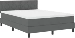 vidaXL Κρεβάτι Box Spring με Στρώμα & LED Σκούρο Γκρι 140x200 cm Υφασμάτινο