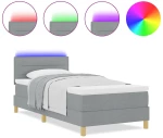 vidaXL Κρεβάτι Box Spring με Στρώμα & LED Ανοιχτό Γκρι 80x200 cm Υφασμάτινο