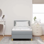 vidaXL Κρεβάτι Box Spring με Στρώμα & LED Ανοιχτό Γκρι 80x200 cm Υφασμάτινο