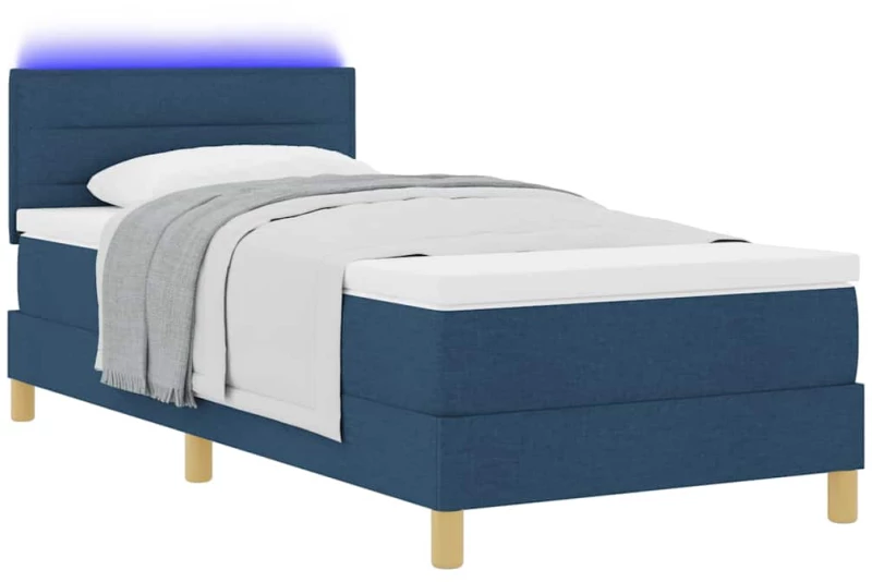 vidaXL Κρεβάτι με Σπαστό και Στρώμα & LED Μπλε 100 x 200 εκ. Ύφασμα