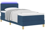 vidaXL Κρεβάτι με Σπαστό και Στρώμα & LED Μπλε 100 x 200 εκ. Ύφασμα