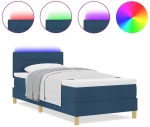 vidaXL Κρεβάτι με Σπαστό και Στρώμα & LED Μπλε 100 x 200 εκ. Ύφασμα