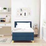 vidaXL Κρεβάτι με Σπαστό και Στρώμα & LED Μπλε 100 x 200 εκ. Ύφασμα