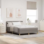 vidaXL Κρεβάτι με Βάση & Στρώμα & LED Καφέ 140x200 εκ. Υφάσματος