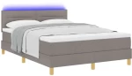 vidaXL Κρεβάτι με Βάση & Στρώμα & LED Καφέ 140x200 εκ. Υφάσματος