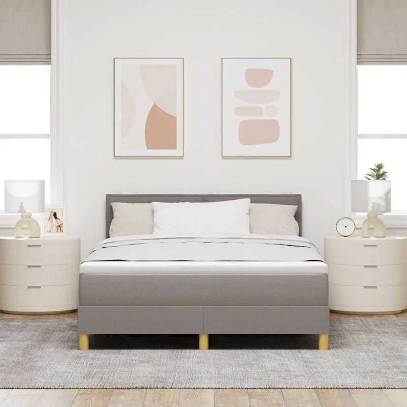 vidaXL Κρεβάτι με Βάση & Στρώμα & LED Καφέ 140x200 εκ. Υφάσματος