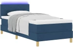 vidaXL Κρεβάτι Box Spring με Στρώμα & LED Μπλε 80x200 εκ. Ύφασμα