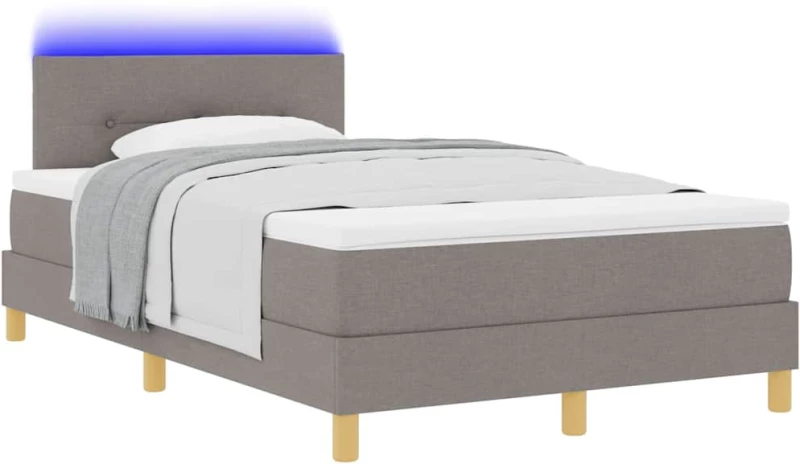 vidaXL Κρεβάτι Box Spring με Στρώμα & LED Ταπάζ 120x200 εκ. Ύφασμα