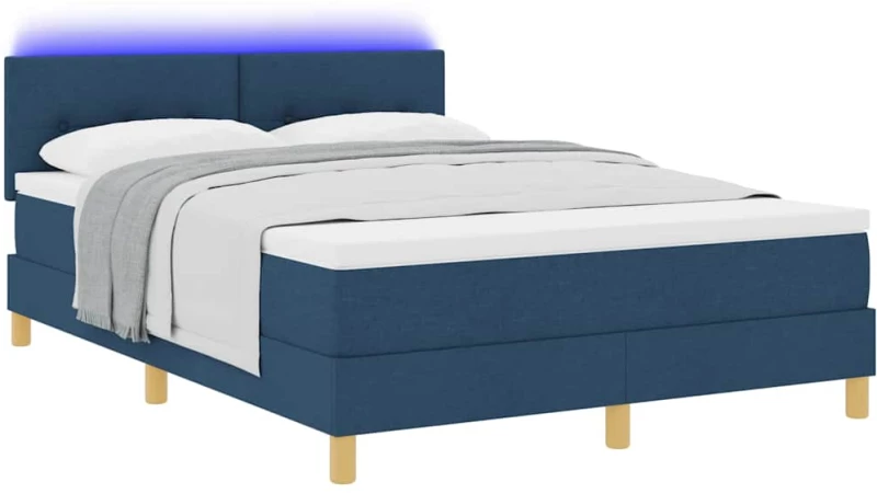vidaXL Κρεβάτι με Σπρέι με Στρώμα & LED Μπλε 140x190 εκ. Ύφασμα