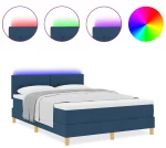 vidaXL Κρεβάτι με Σπρέι με Στρώμα & LED Μπλε 140x190 εκ. Ύφασμα