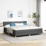 vidaXL Κρεβάτι Box Spring με Στρώμα & LED Σκοτεινού Γκρι 200x200 εκ. Ύφασμα
