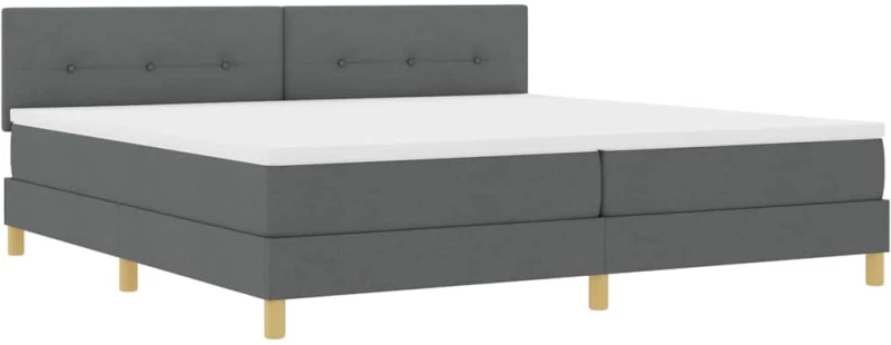 vidaXL Κρεβάτι Box Spring με Στρώμα & LED Σκοτεινού Γκρι 200x200 εκ. Ύφασμα