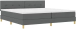 vidaXL Κρεβάτι Box Spring με Στρώμα & LED Σκοτεινού Γκρι 200x200 εκ. Ύφασμα