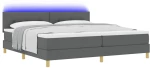 vidaXL Κρεβάτι Box Spring με Στρώμα & LED Σκοτεινού Γκρι 200x200 εκ. Ύφασμα