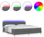 vidaXL Κρεβάτι Box Spring με Στρώμα & LED Σκοτεινού Γκρι 200x200 εκ. Ύφασμα